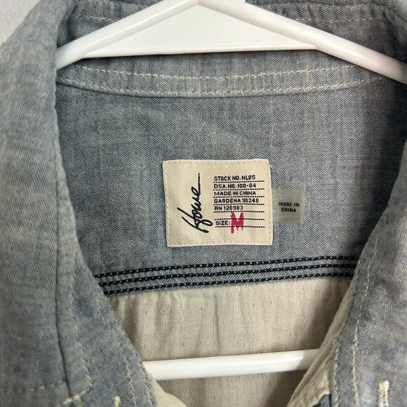 Howe Men’s Blue Button Down Long Sleeve Cotton Casual Shirt Size Medium - Picture 2 of 5